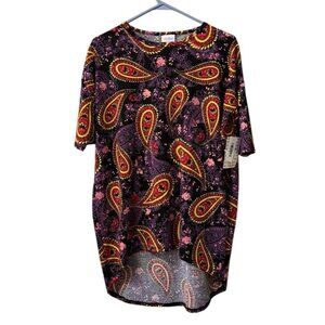 LuLaRoe Irma Top‎ Colorful Size XS Paisley Hi Low Teacher Travel Loungewear NWT
